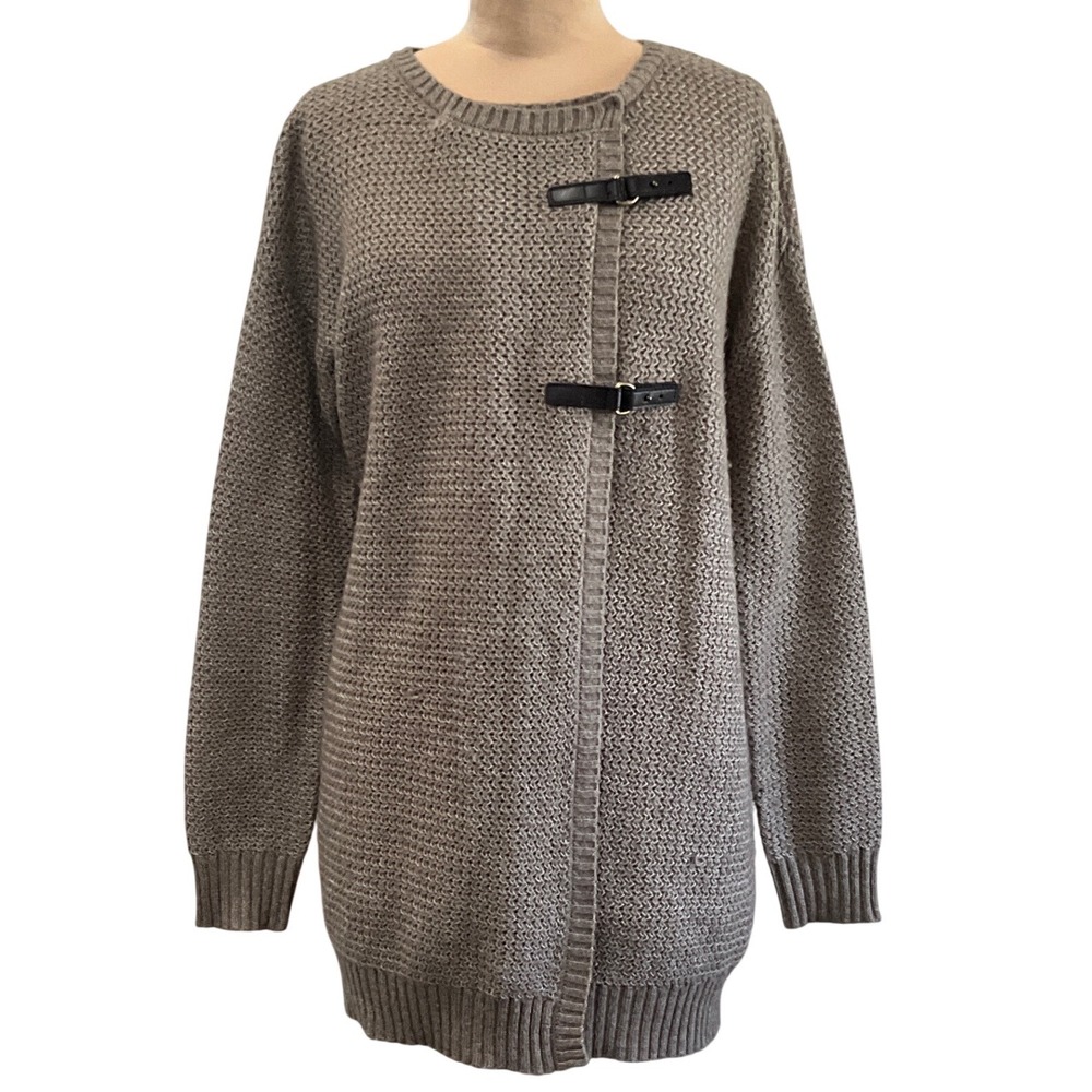 Sfera Taupe Longline Knit Cardigan Toggle Closure Relaxed Women's Size L